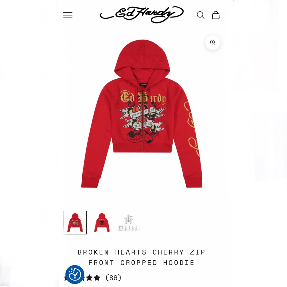 Ed Hardy - Broken Hearts Cropped Hoodie - Picture 10 of 10